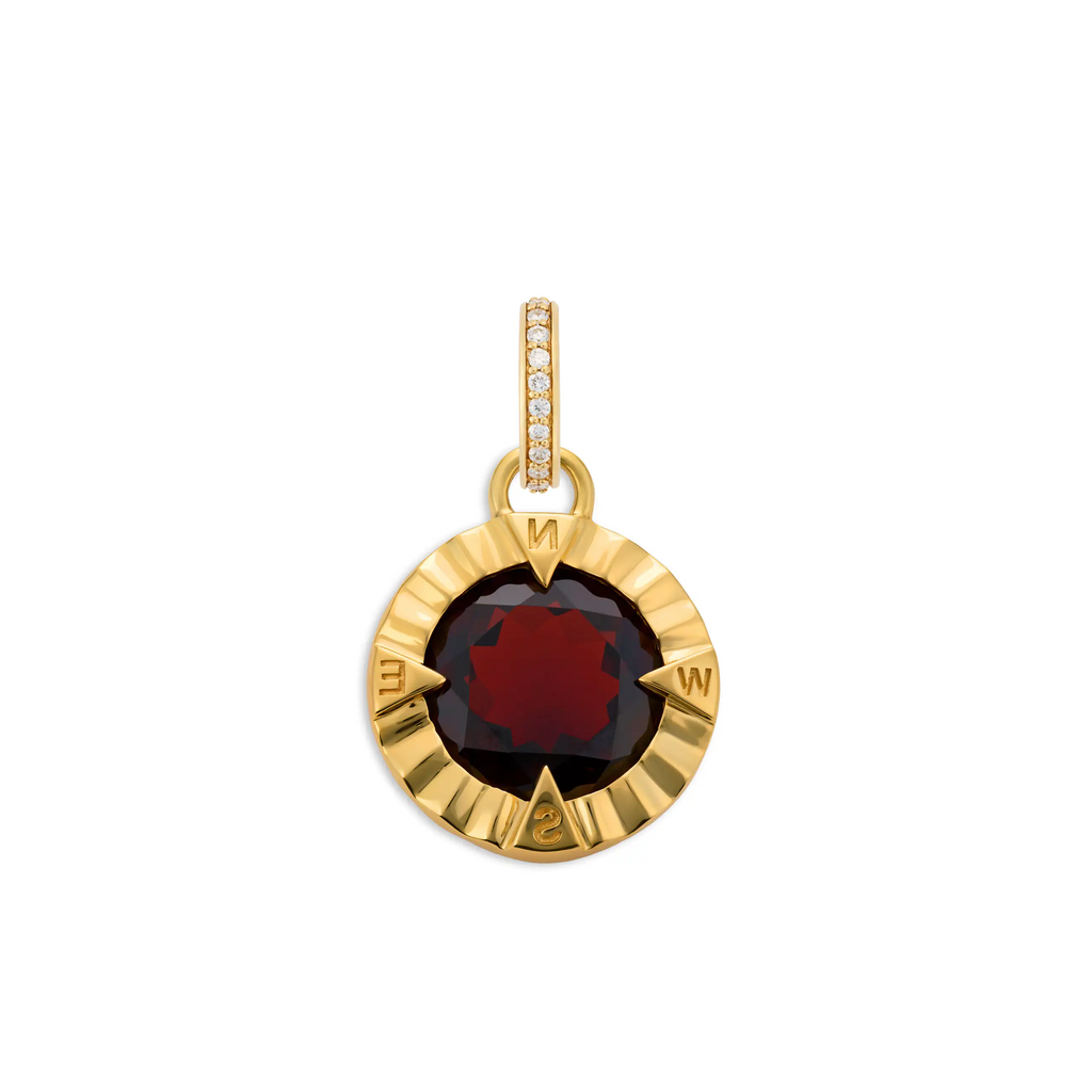 Internal Compass | Gemstone Small Pendant | Garnet, 18K Yellow Gold view 1