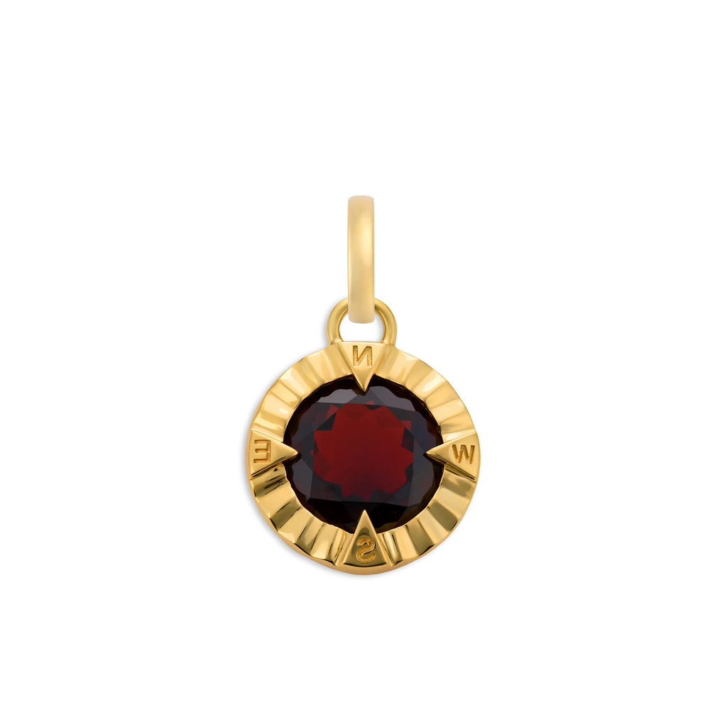 18K Yellow Gold Internal Compass | Gemstone Small Pendant | Garnet, 18K Yellow Gold – FoundRae view 3