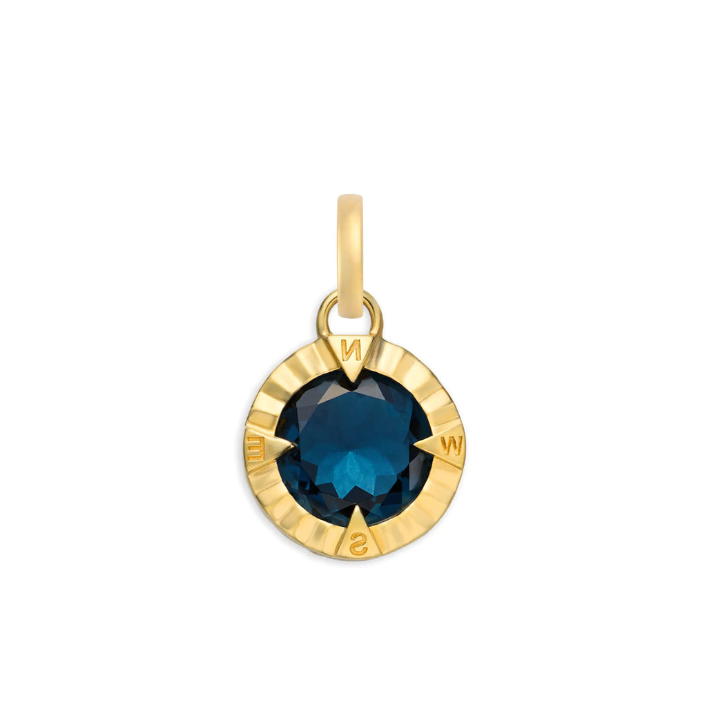 Internal Compass | Gemstone Small Pendant | London Blue Topaz, 18K Yellow Gold view 1