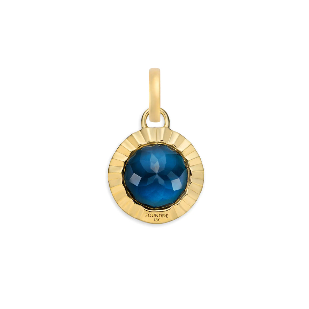 18K Yellow Gold Internal Compass | Gemstone Small Pendant | London Blue Topaz, 18K Yellow Gold – FoundRae view 4