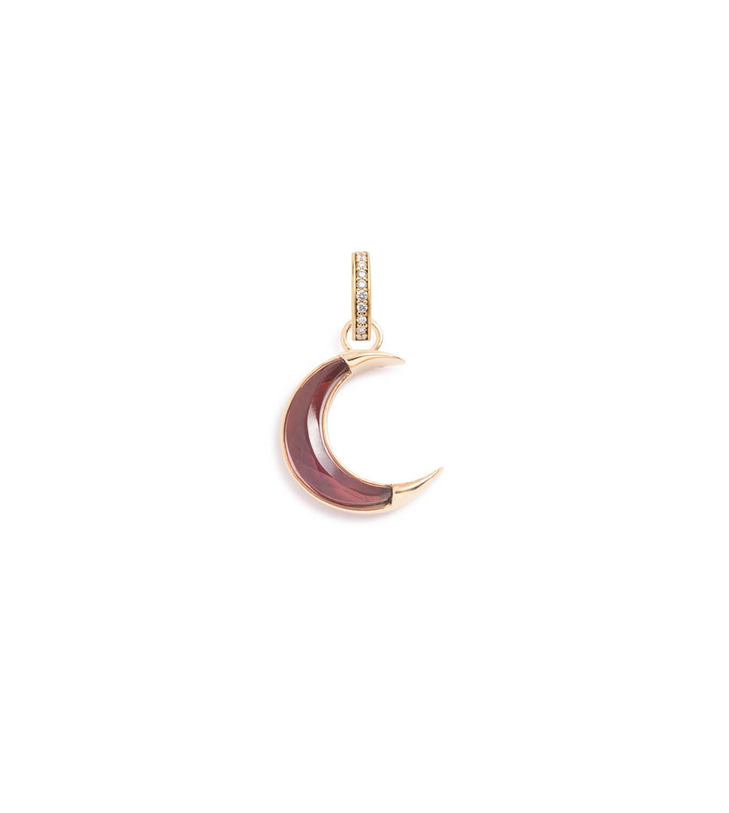 Gemstone Crescent - Karma : 15mm Medallion Garnet with Annex Link view 2