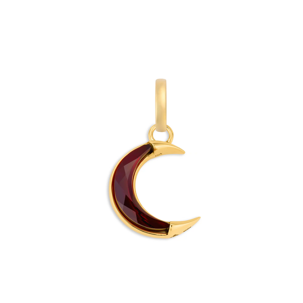 Infinite Gratitude | Gemstone Crescent Small Pendant | Garnet, 18K Yellow Gold view 1