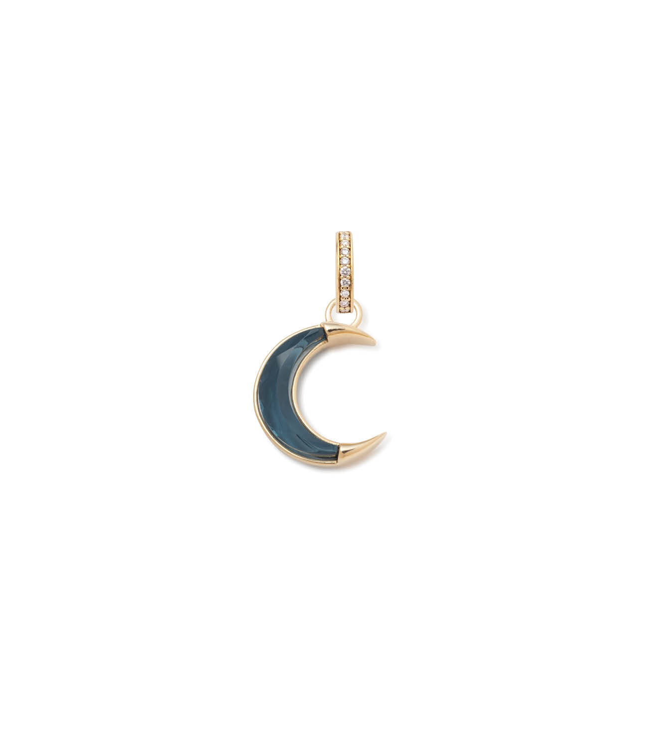 Gemstone Crescent - Karma : 15mm Medallion London Blue Topaz with Oval Pushgate