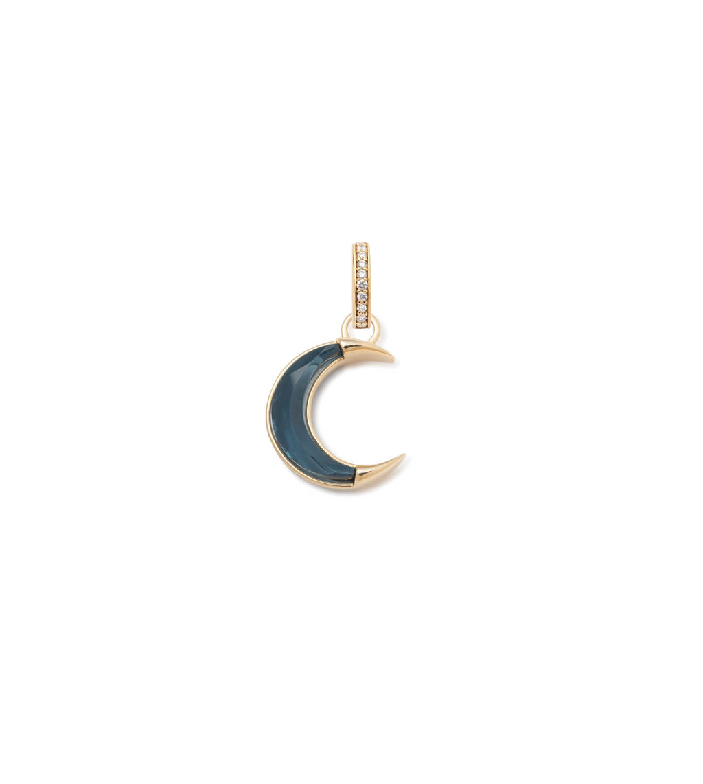 Gemstone Crescent - Karma : 15mm Medallion London Blue Topaz with Oval Pushgate view 2