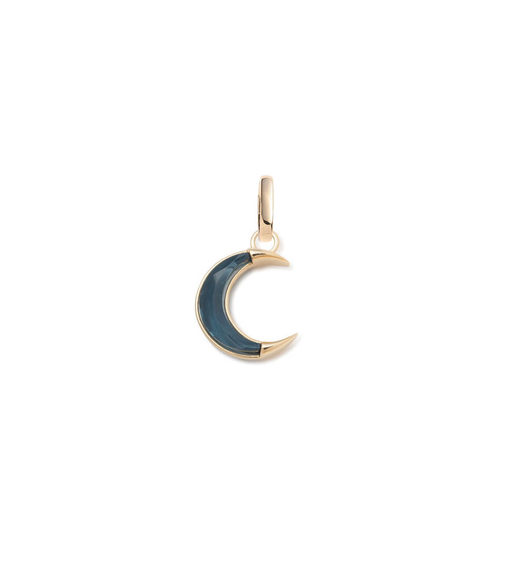 Gemstone Crescent - Karma : 15mm Medallion London Blue Topaz with Oval Pushgate view 1