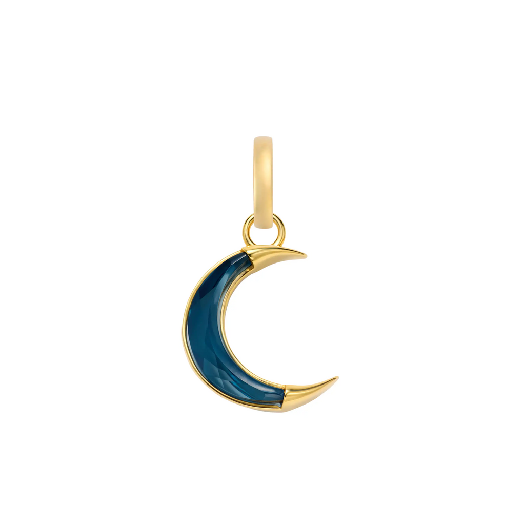 Infinite Gratitude | Gemstone Crescent Small Pendant | Blue Topaz, 18K Yellow Gold view 1