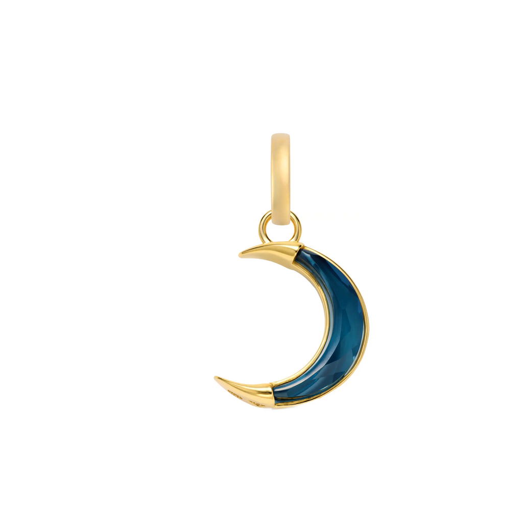 18K Yellow Gold Infinite Gratitude | Gemstone Crescent Small Pendant | Blue Topaz, 18K Yellow Gold – FoundRae view 4