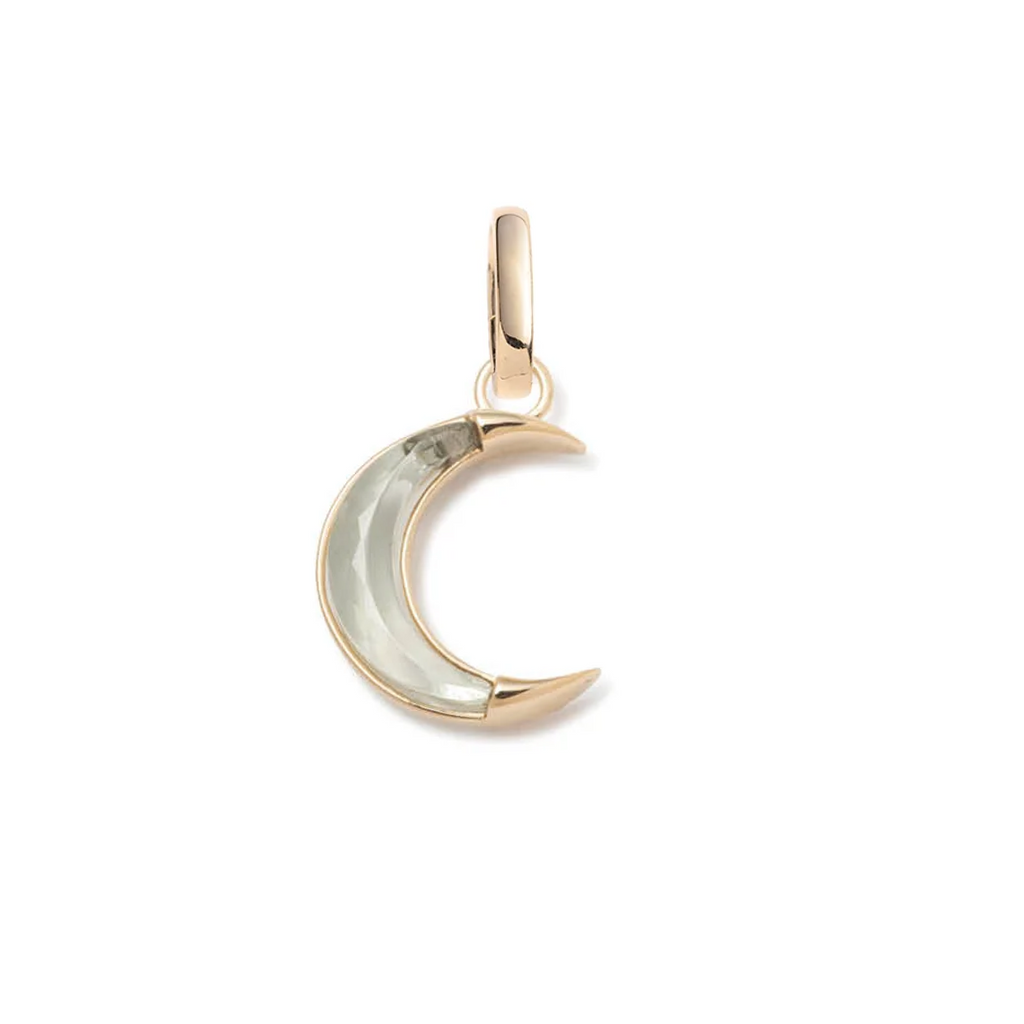 Gemstone Crescent - Karma : 15mm Medallion Prasiolite with Annex Link view 1