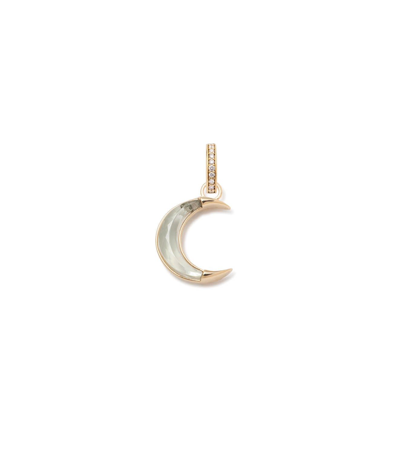 Gemstone Crescent - Karma : 15mm Medallion Prasiolite with Oval Pushgate