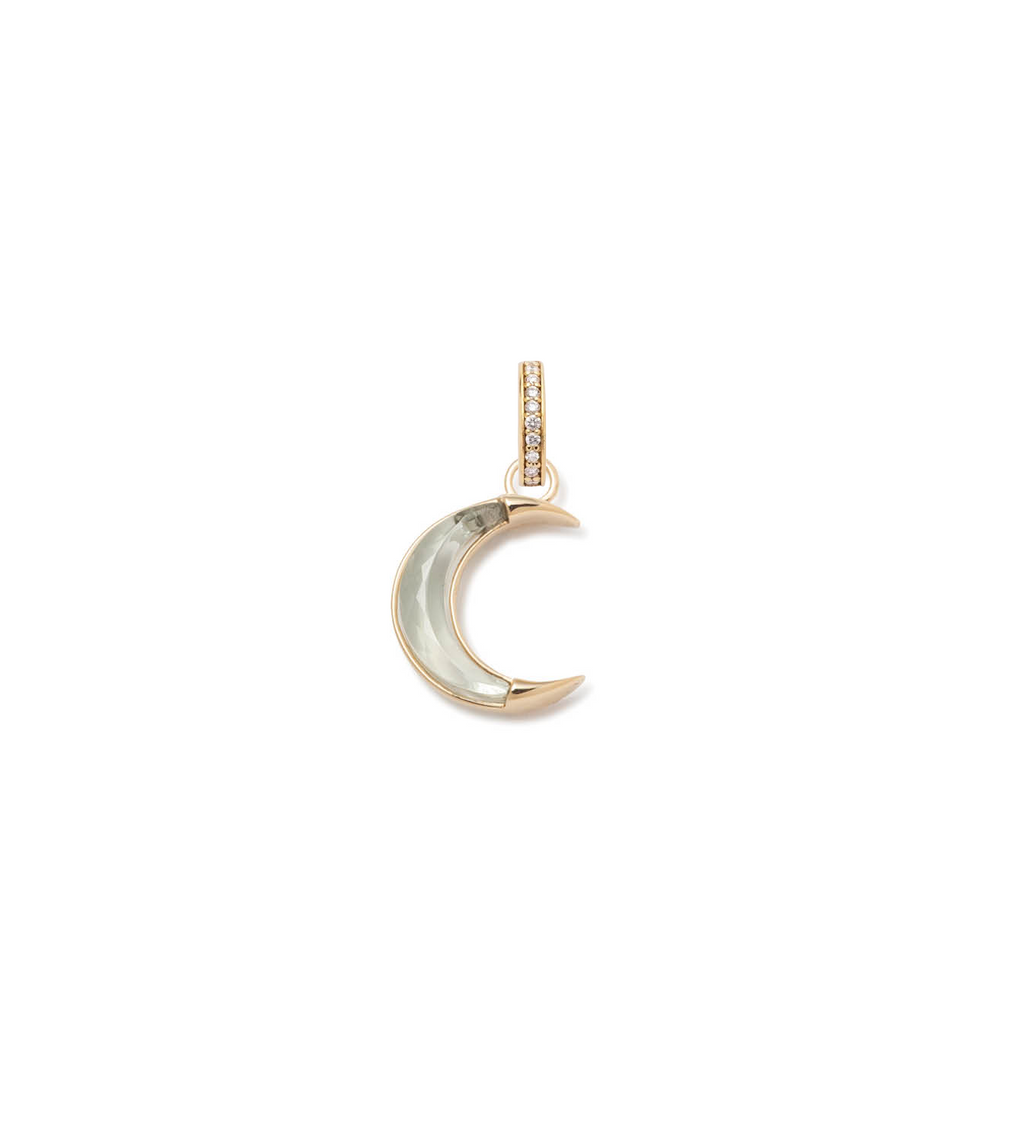 Gemstone Crescent - Karma : 15mm Medallion Prasiolite with Annex Link view 2