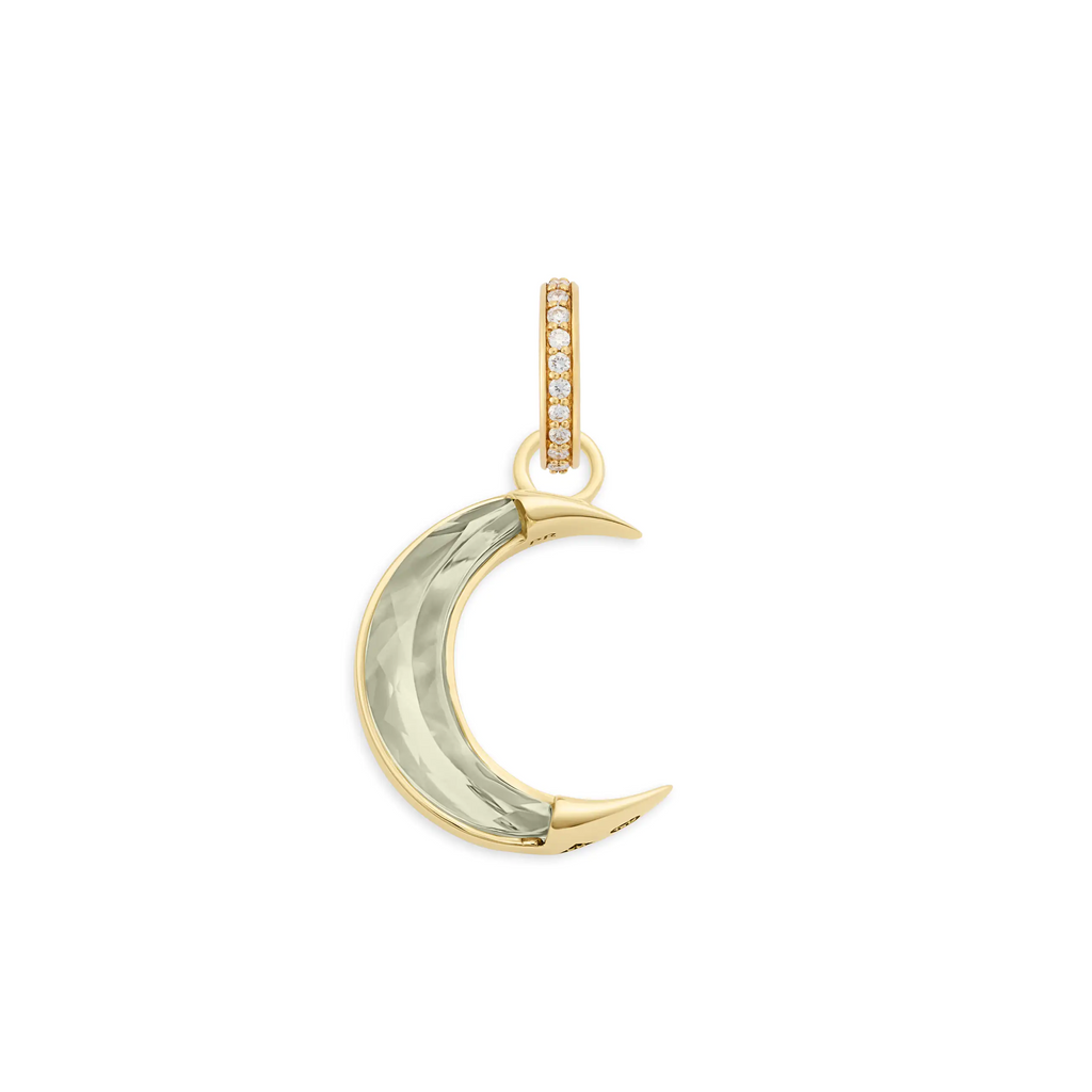 Infinite Gratitude | Gemstone Crescent Small Pendant | Green Prasiolite, 18K Yellow Gold view 2