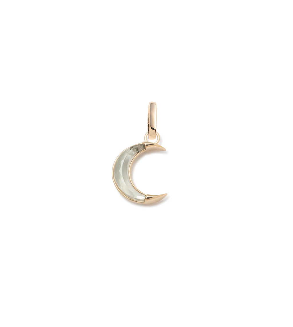 Gemstone Crescent - Karma : 15mm Medallion Prasiolite with Oval Pushgate view 1