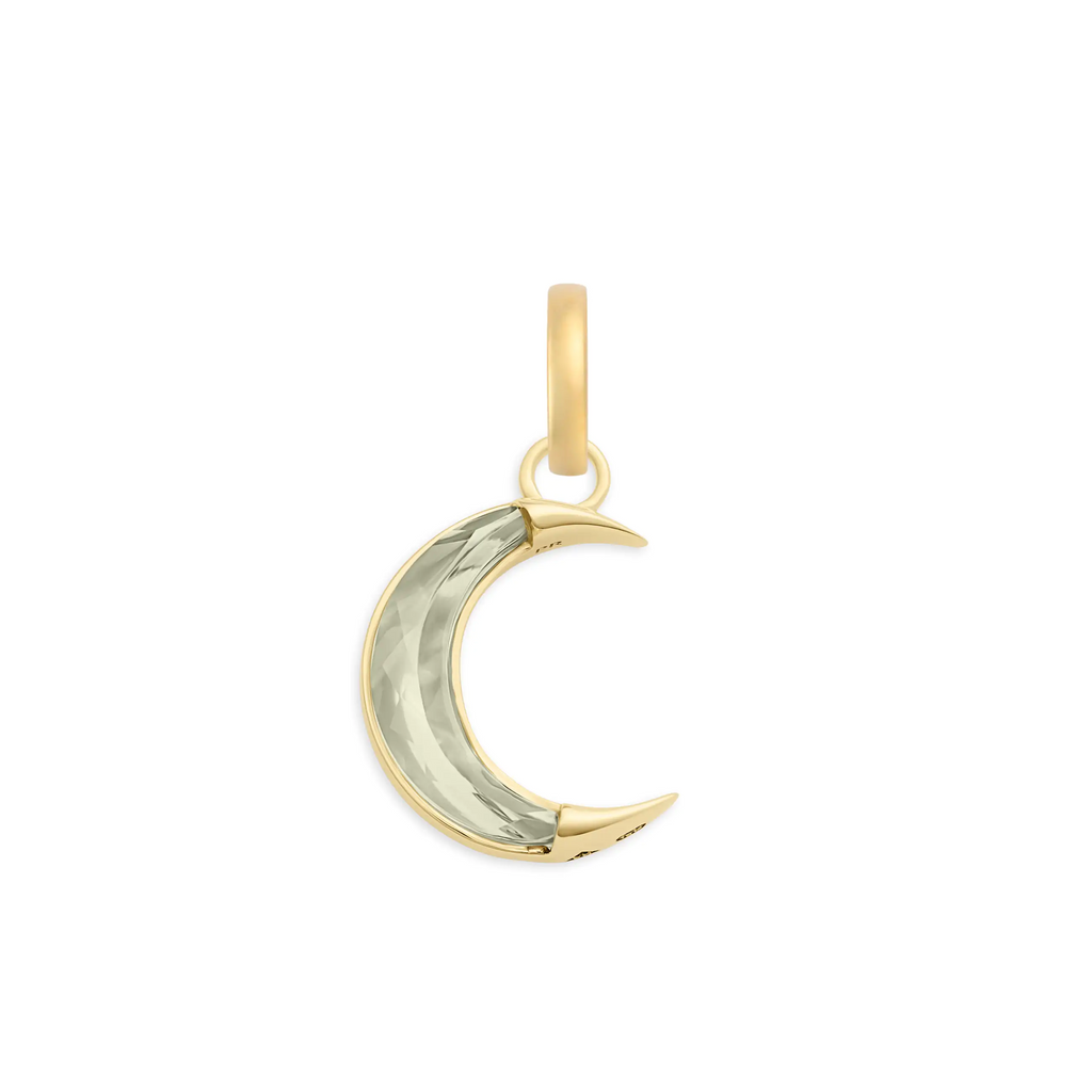 Infinite Gratitude | Gemstone Crescent Small Pendant | Green Prasiolite, 18K Yellow Gold view 1