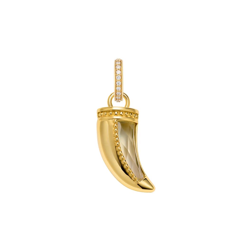 Protection | Gemstone La Loba Claw Pendant | Green Prasiolite, 18K Yellow Gold view 1