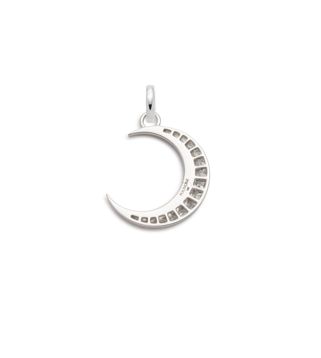 18K White Gold Crescent - Karma : Diamond Gemstone Medallion with Annex Link – FoundRae