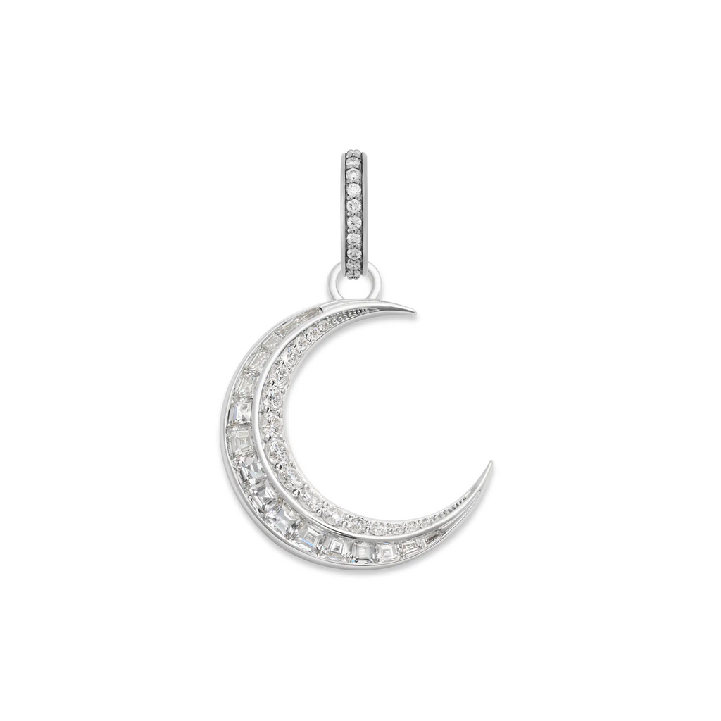 18K White Gold Infinite Gratitude | Crescent Pendant | Diamonds, 18K White Gold – FoundRae view 3
