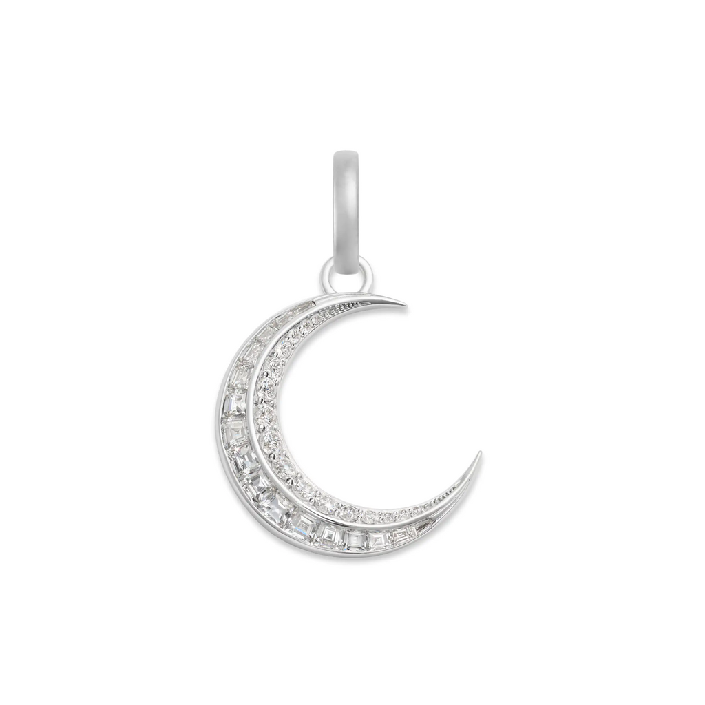 Infinite Gratitude | Crescent Pendant | Diamonds, 18K White Gold view 1