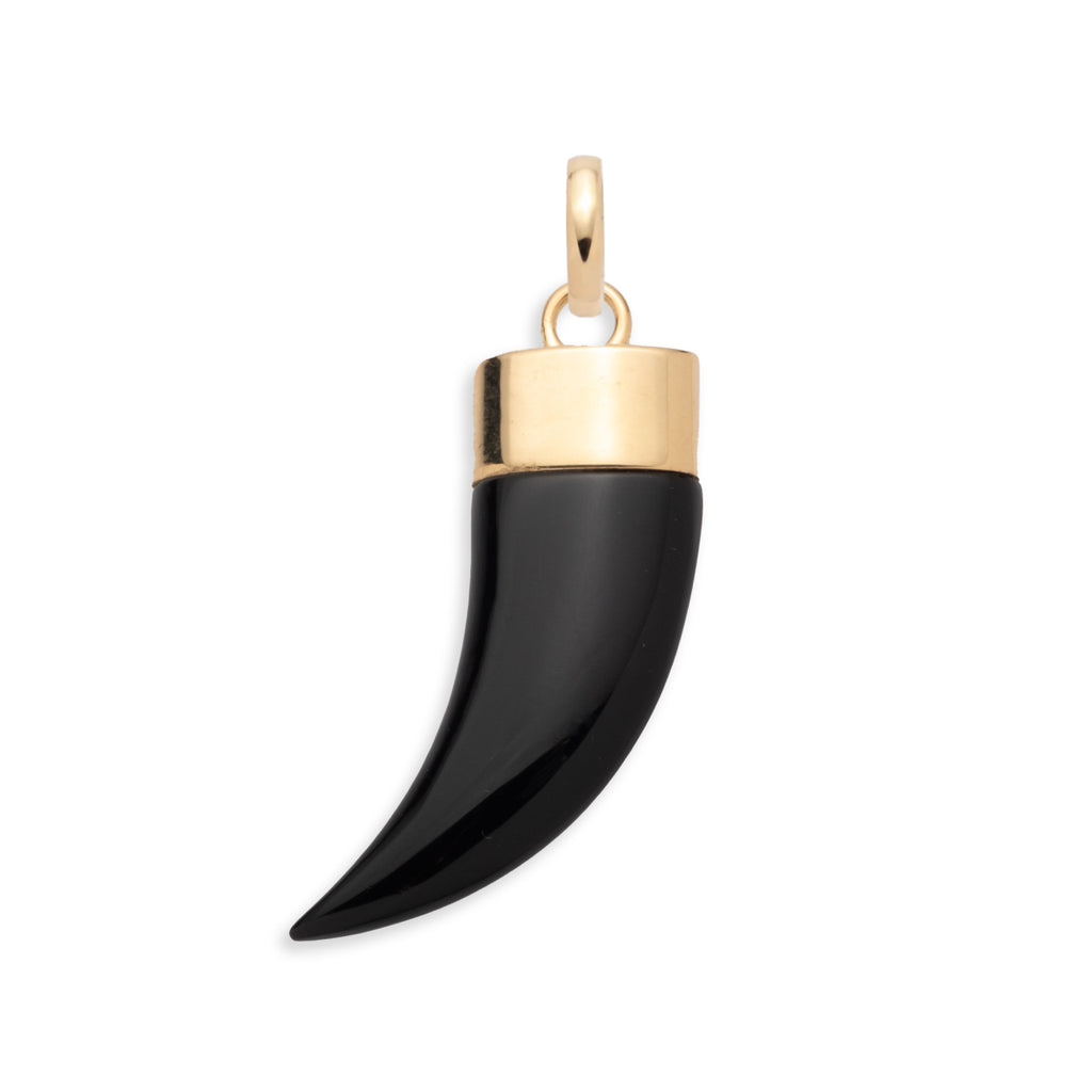 18K Yellow Gold Onyx Stone Engravable La Loba Claw Pendant : in Yellow Gold with an Annex Link – FoundRae view 3