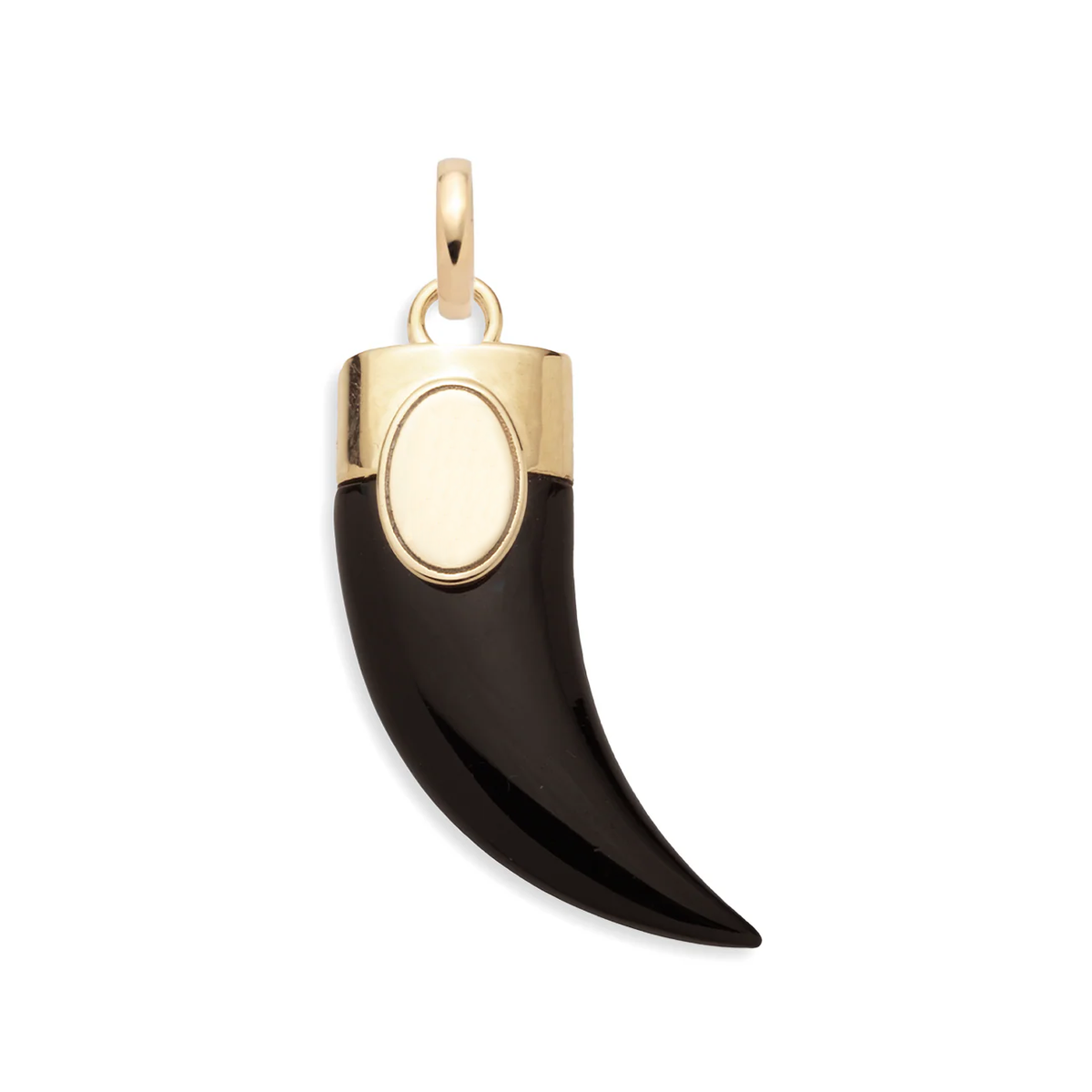 Onyx Stone Engravable La Loba Claw Pendant : in Yellow Gold with