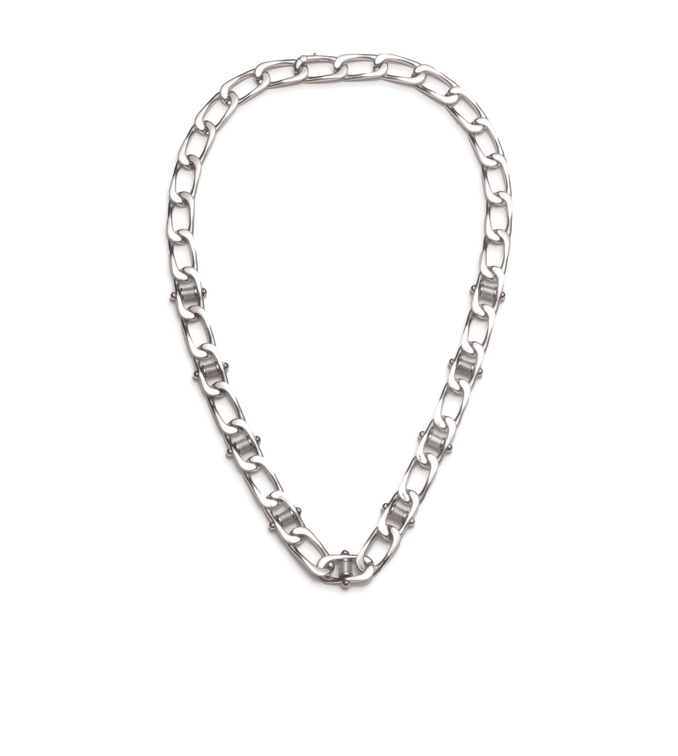 Pierced Curb Chain Necklace White Gold
