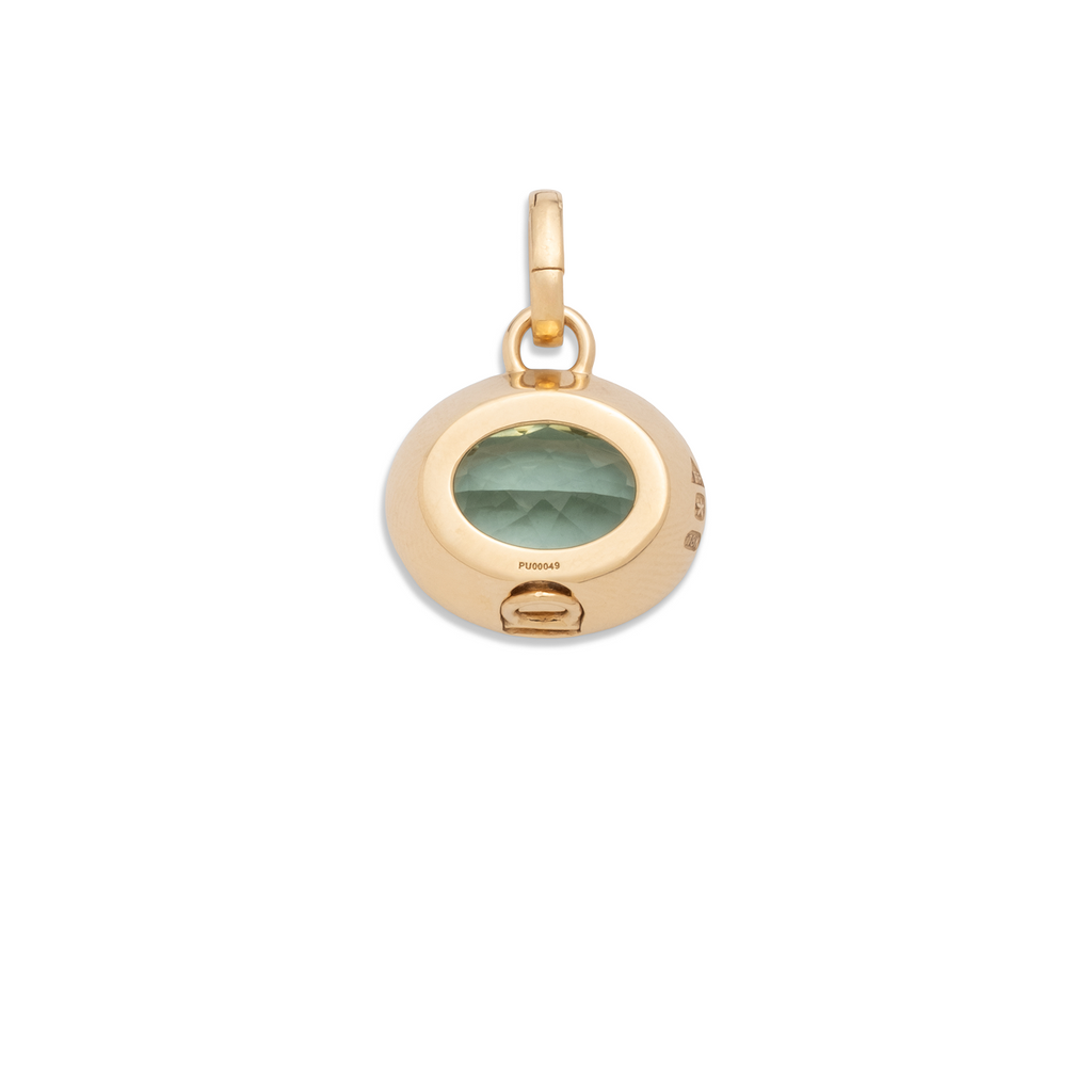 18K Yellow Gold 5.95ct Oval Cut One-of-a-Kind Green Tourmaline Gemstone Cache Link Pendant : in Yellow Gold and an Annex Link – FoundRae view 4