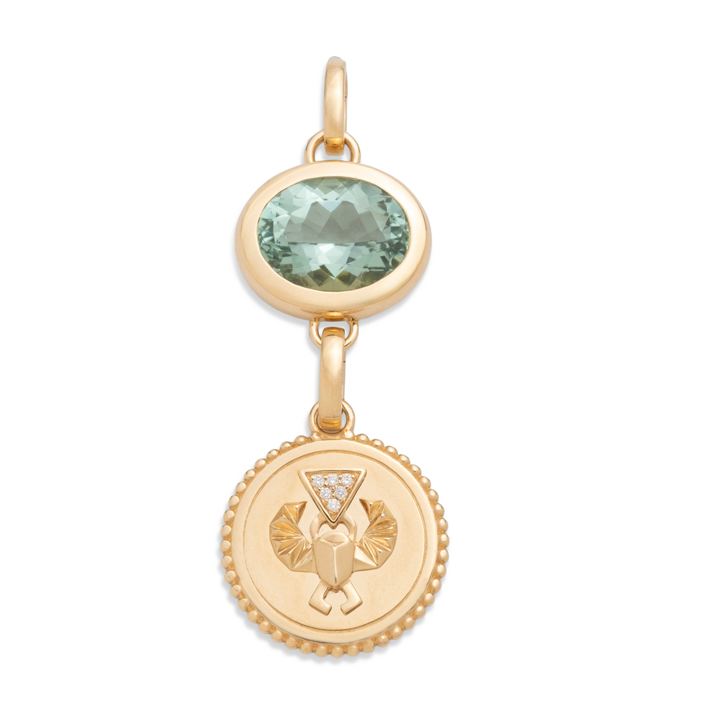 18K Yellow Gold 5.95ct Oval Cut One-of-a-Kind Green Tourmaline Gemstone Cache Link Pendant : in Yellow Gold and an Annex Link – FoundRae view 5