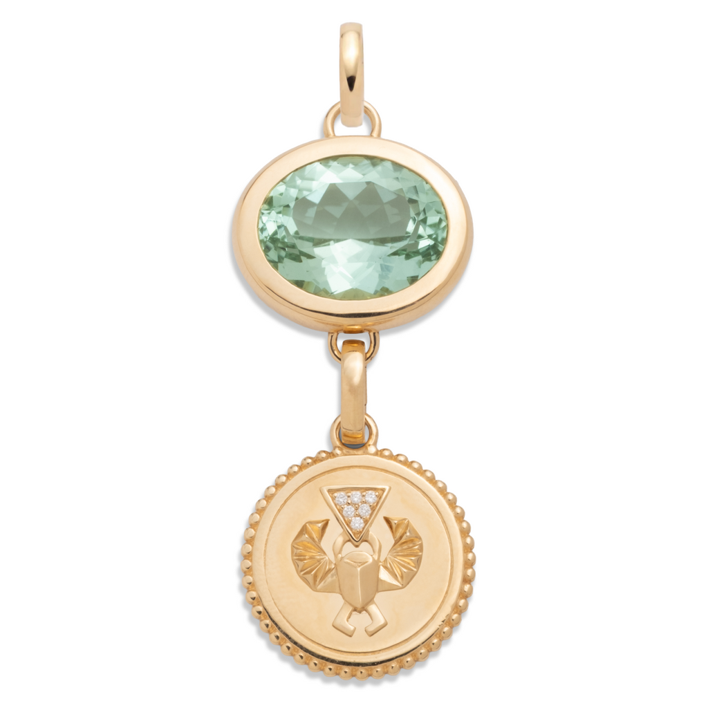 18K Yellow Gold 11.18ct Oval Cut One-of-a-Kind Green Tourmaline Gemstone Cache Link Pendant : in Yellow Gold and an Annex Link – FoundRae view 5