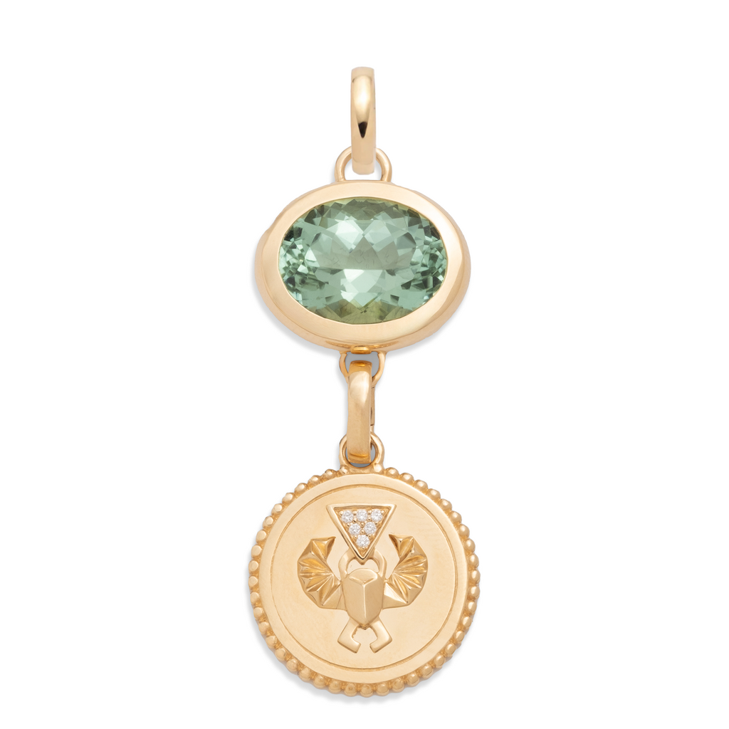 18K Yellow Gold 8.05ct Oval Cut One-of-a-Kind Green Tourmaline Gemstone Cache Link Pendant : in Yellow Gold and an Annex Link – FoundRae view 5