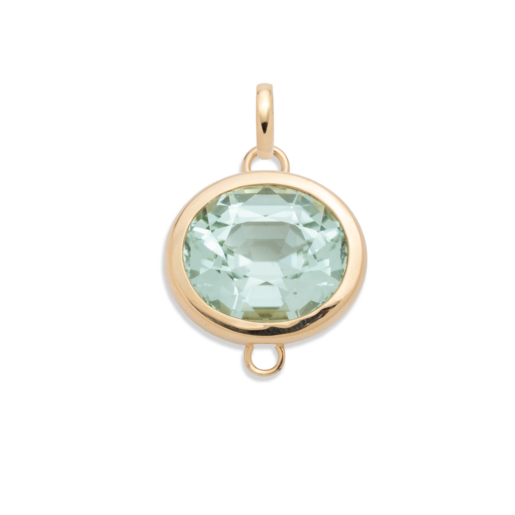 18K Yellow Gold 17.41ct Oval Cut One-of-a-Kind Seafoam Tourmaline Gemstone Cache Link Pendant : in Yellow Gold and an Annex Link – FoundRae view 4