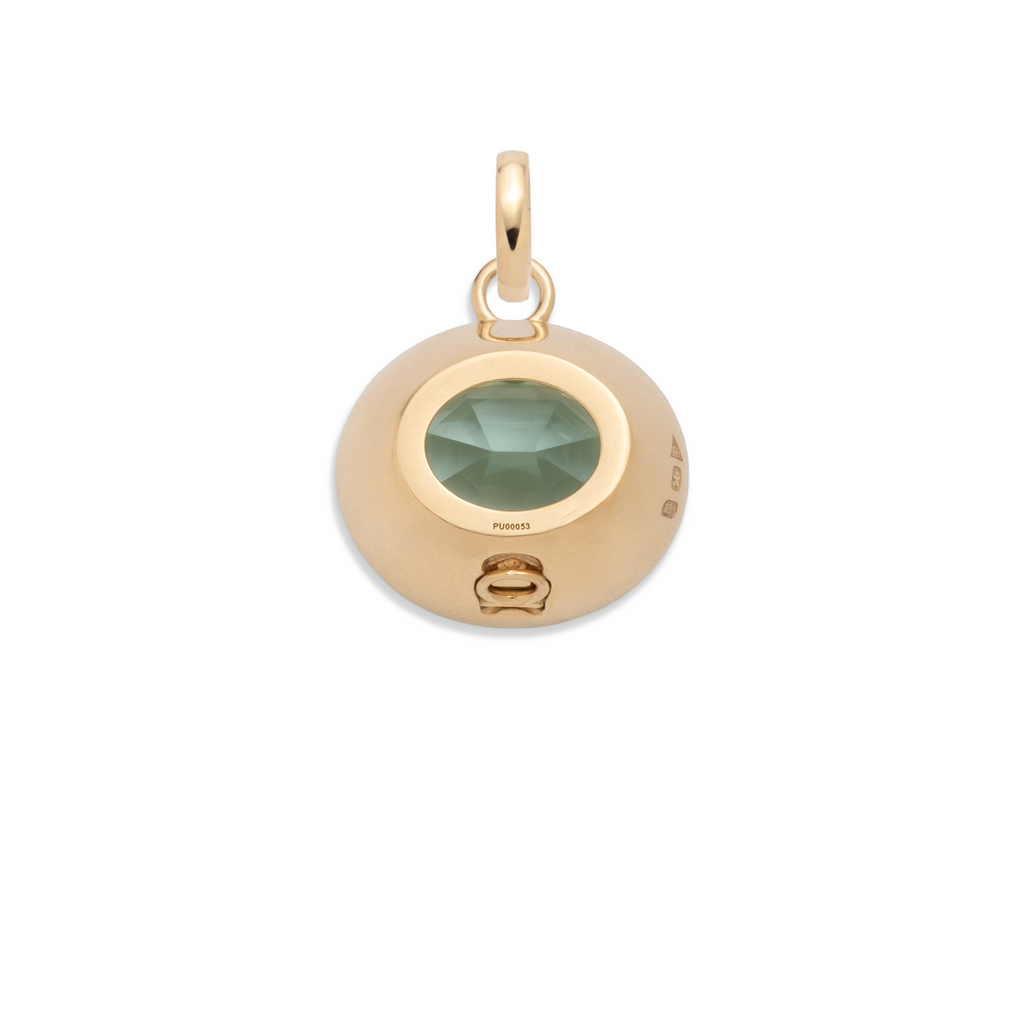 18K Yellow Gold 17.41ct Oval Cut One-of-a-Kind Seafoam Tourmaline Gemstone Cache Link Pendant : in Yellow Gold and an Annex Link – FoundRae view 5