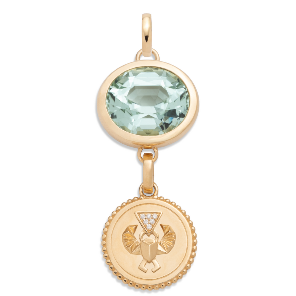 18K Yellow Gold 17.41ct Oval Cut One-of-a-Kind Seafoam Tourmaline Gemstone Cache Link Pendant : in Yellow Gold and an Annex Link – FoundRae view 6