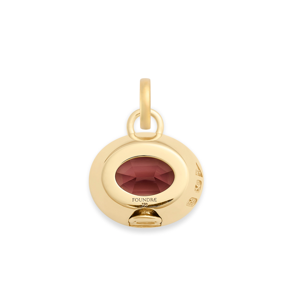 18K Yellow Gold One of a Kind | Oval Cut Malaya Garnet Gemstone Cache Link Pendant 4.24ct | Garnet, Yellow Gold – FoundRae view 3