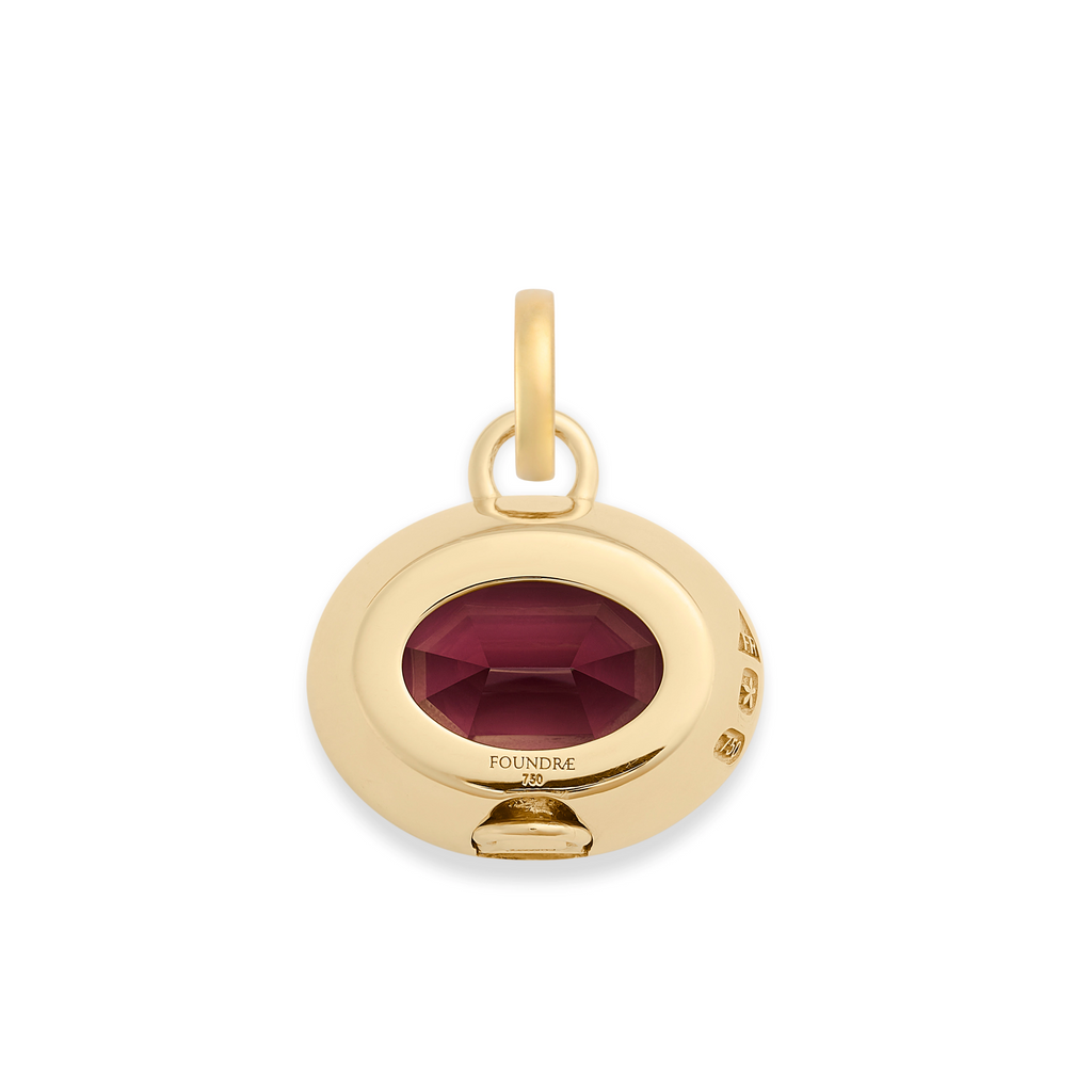 18K Yellow Gold One of a Kind | Oval Cut Malaya Garnet Gemstone Cache Link Pendant 7.41ct | Garnet, Yellow Gold – FoundRae view 4
