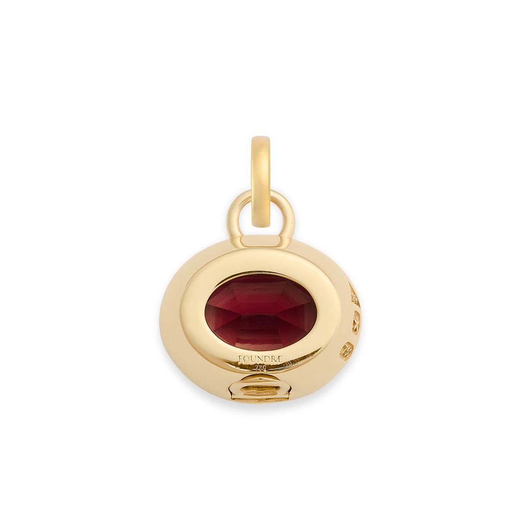 18K Yellow Gold One of a Kind | Oval Cut Malaya Garnet Gemstone Cache Link Pendant 4.32ct | Garnet, Yellow Gold – FoundRae view 4