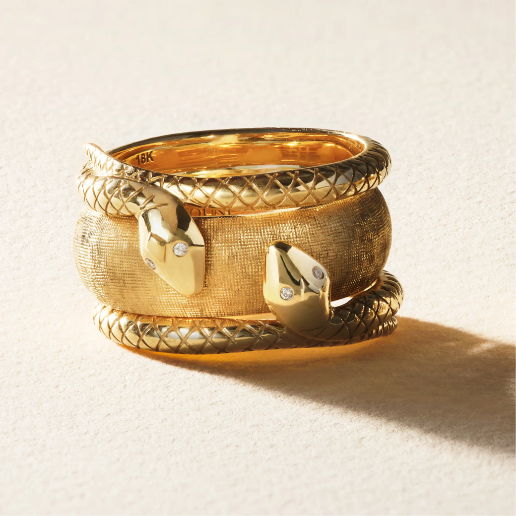 18K Yellow Gold True Love | Textured Satin Wide Band Ring | 18K Yellow Gold – FoundRae view 3