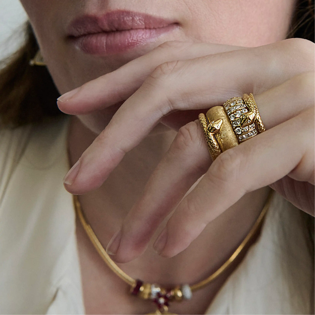 18K Yellow Gold True Love | Textured Satin Wide Band Ring | 18K Yellow Gold – FoundRae view 2