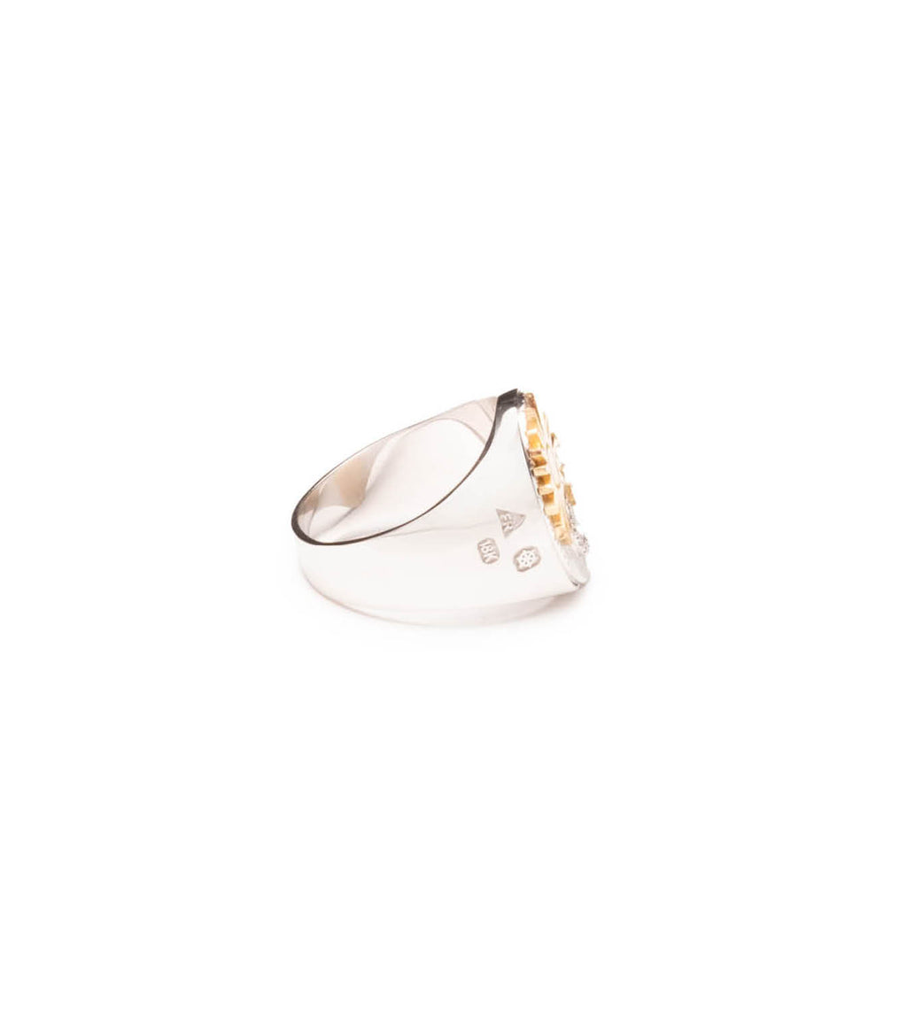 18K Mixed Gold Balance : Big Daddy Signet Ring White Gold – FoundRae