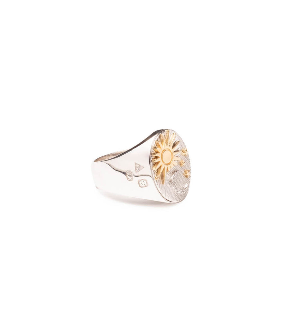 18K Mixed Gold Balance : Big Daddy Signet Ring White Gold – FoundRae