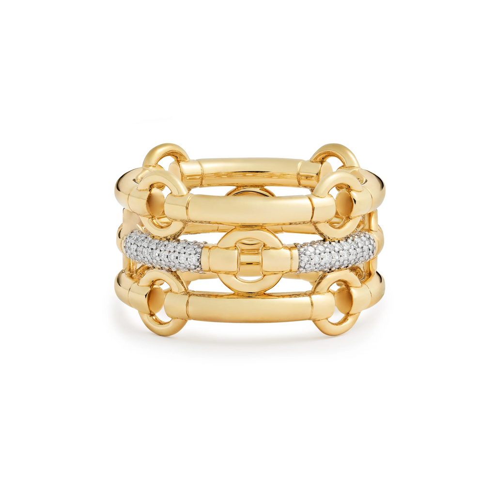 Element | Pavé Triple Band | Diamonds, Mixed Gold view 1