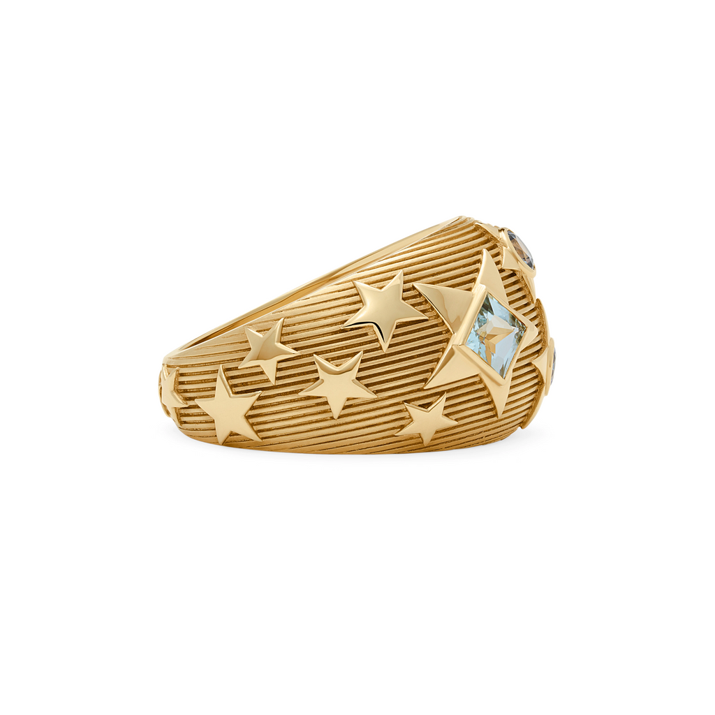 18K Yellow Gold Personalized - Foundation | Custom Birthday Starstone Bombe Ring | Yellow Gold – FoundRae view 3