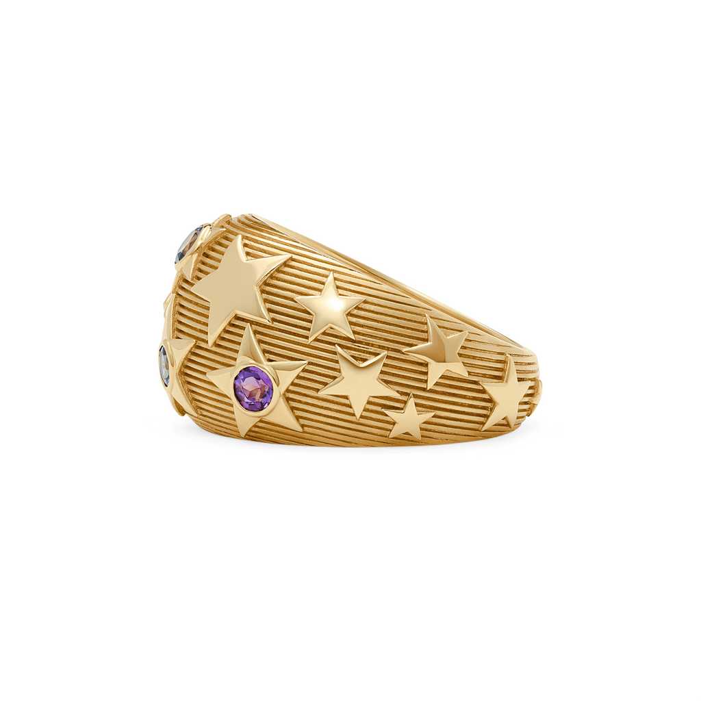18K Yellow Gold Personalized - Foundation | Custom Birthday Starstone Bombe Ring | Yellow Gold – FoundRae view 4