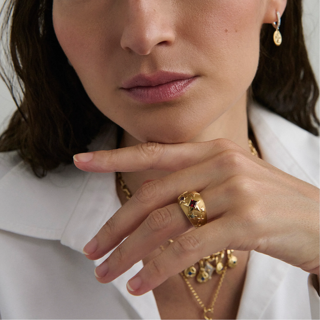 18K Yellow Gold Personalized - Foundation | Custom Birthday Starstone Bombe Ring | Yellow Gold – FoundRae view 7