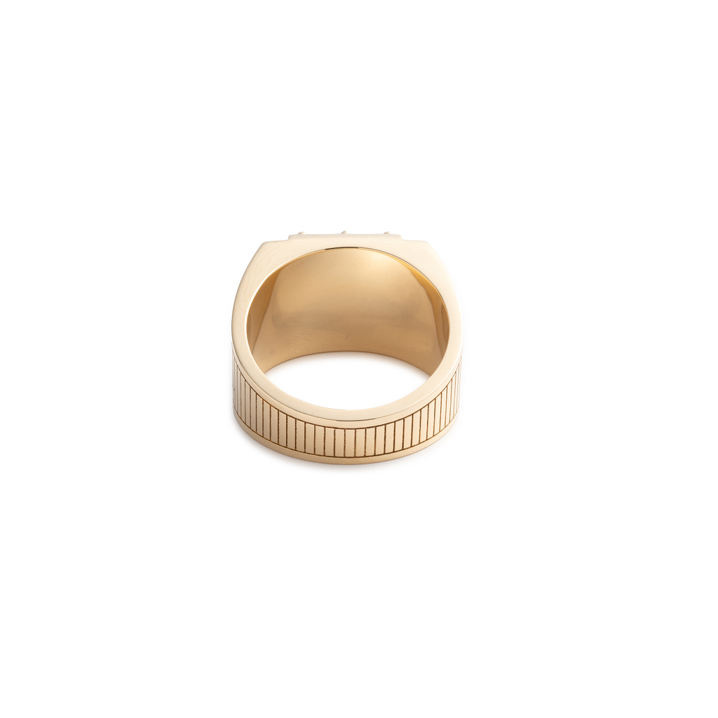 18K Yellow Gold Personalized - True Love | Custom Lovestruck Pierced Pinky Ring | Diamonds, 18K Yellow Gold – FoundRae view 4