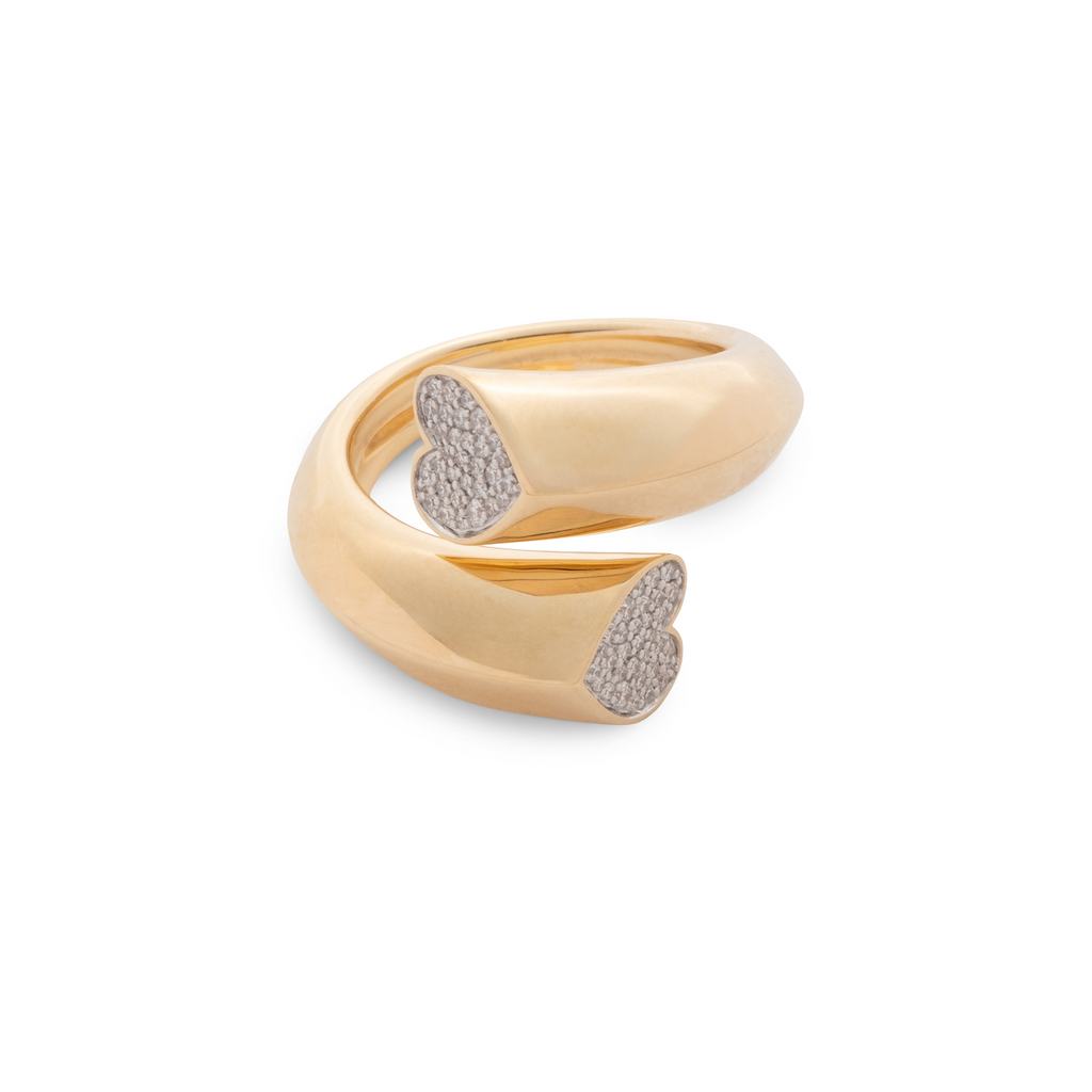 Strong Heart Pavé Diamond Love Link Ring : in Yellow Gold view 1