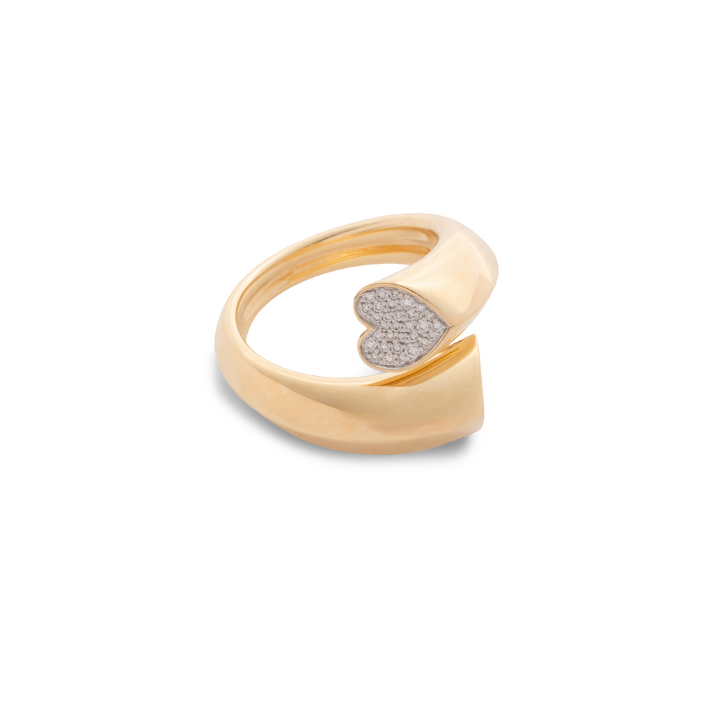 18K Yellow Gold Strong Heart Pavé Diamond Love Link Ring : in Yellow Gold – FoundRae view 3