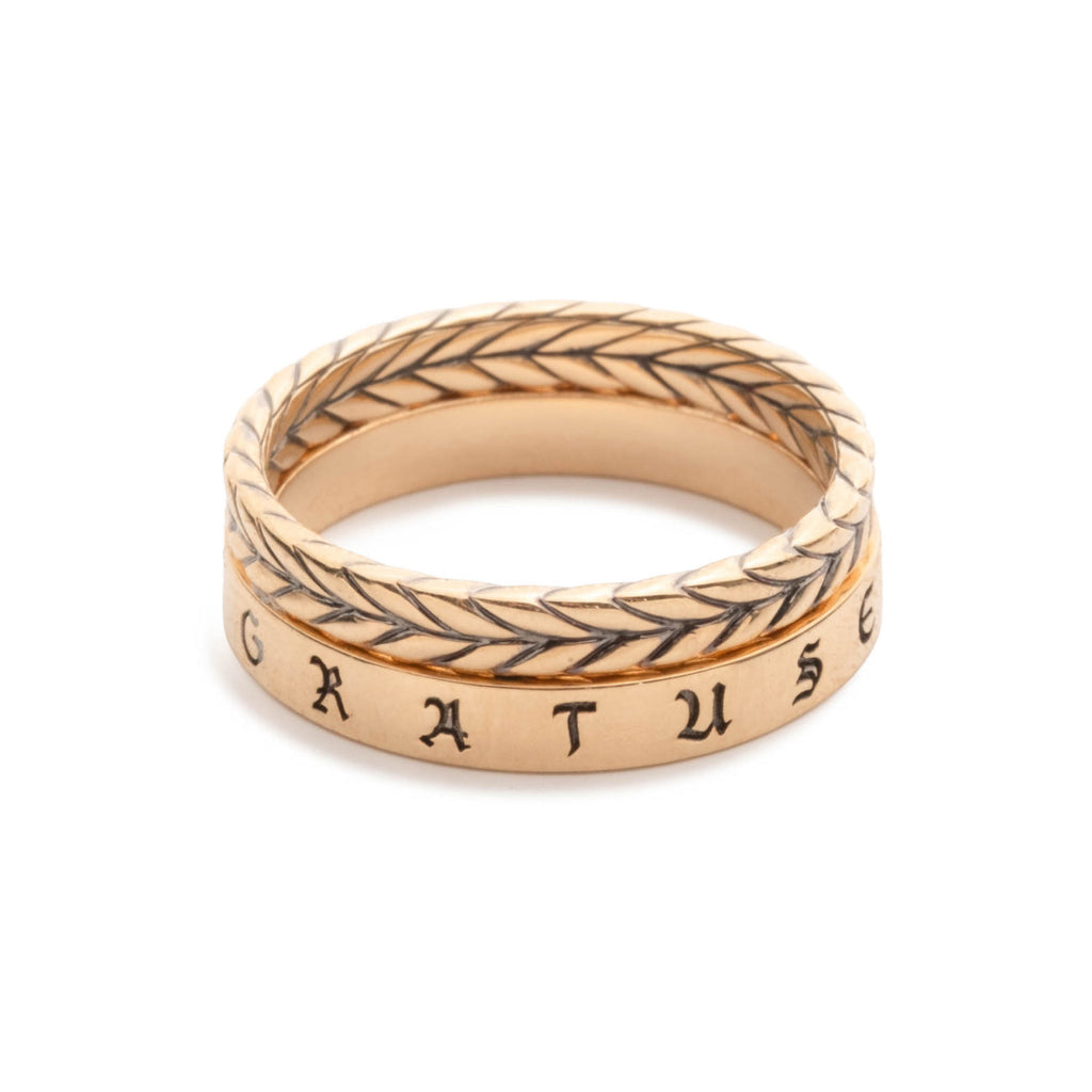 18K Yellow Gold Semper Gratus Braided Wheat Band : in Yellow Gold – FoundRae view 3