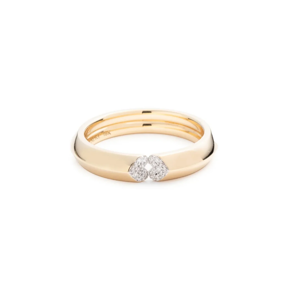 Strong Heart Band : in Yellow Gold with Pave Diamonds view 1