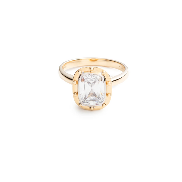 Lovestruck Pierced Solitaire Ring : in Yellow Gold with Cushion Diamond