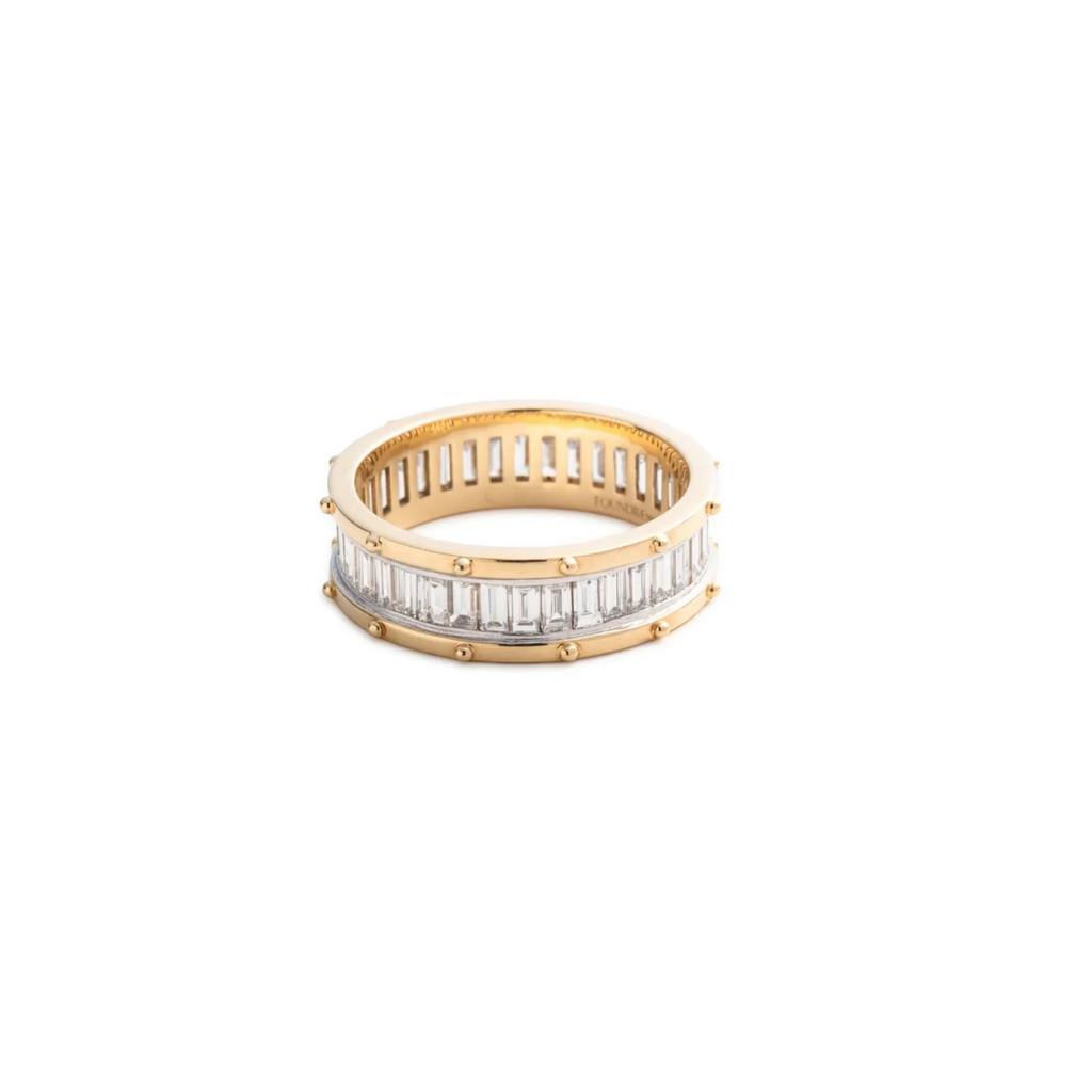 Lovestruck Pierced Baguette Diamond Wide Band : in Yellow Gold view 1