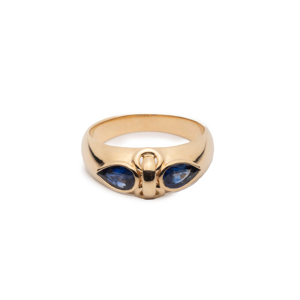 True Love | Forever & Always a Pair Gemstone Ring | Blue Sapphire, Yellow Gold